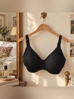 Wacoal 40D Bra Black Bodysuede Ultra Full Figure Seamless Underwire 85814